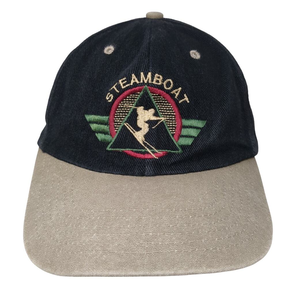 Steamboat Strapback Baseball Cap Black One Size Adjustable Embroidered SCI